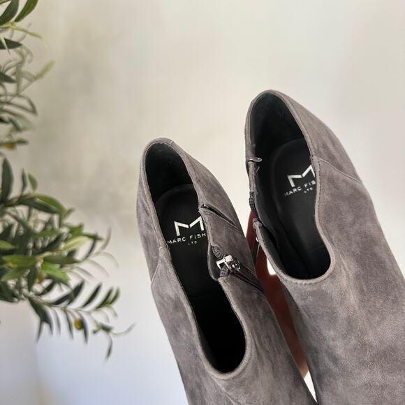 Marc Fisher Jayla Block Heel Suede Pointed-Toe Bootie Gray 8.5 - Picture 5 of 7